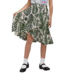 Plants Leaves Boho Botany Foliage Kids  Ruffle Flared Wrap Midi Skirt