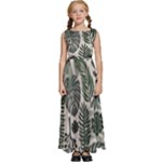 Plants Leaves Boho Botany Foliage Kids  Satin Sleeveless Maxi Dress