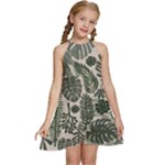 Plants Leaves Boho Botany Foliage Kids  Halter Collar Waist Tie Chiffon Dress