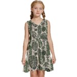 Plants Leaves Boho Botany Foliage Kids  Sleeveless Tiered Mini Dress