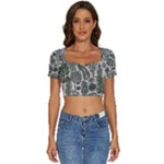 Plants Leaves Boho Botany Foliage Short Sleeve Square Neckline Crop Top 