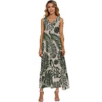 Plants Leaves Boho Botany Foliage V-Neck Sleeveless Loose Fit Overalls