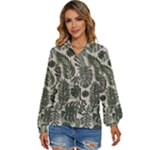 Plants Leaves Boho Botany Foliage Women s Long Sleeve Button Up Shirt