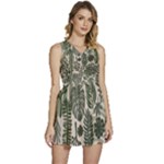 Plants Leaves Boho Botany Foliage Sleeveless High Waist Mini Dress