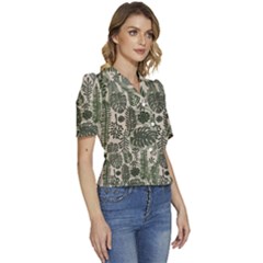 Puffed Short Sleeve Button Up Jacket 