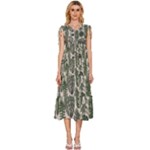 Plants Leaves Boho Botany Foliage V-Neck Drawstring Shoulder Sleeveless Maxi Dress