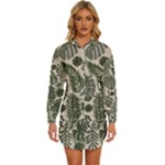 Plants Leaves Boho Botany Foliage Womens Long Sleeve Shirt Dress