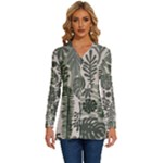 Plants Leaves Boho Botany Foliage Long Sleeve Drawstring Hooded Top