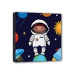 Boy Spaceman Space Rocket Ufo Planets Stars Mini Canvas 4  x 4  (Stretched)