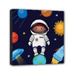 Boy Spaceman Space Rocket Ufo Planets Stars Mini Canvas 6  x 6  (Stretched)