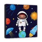 Boy Spaceman Space Rocket Ufo Planets Stars Mini Canvas 8  x 8  (Stretched)