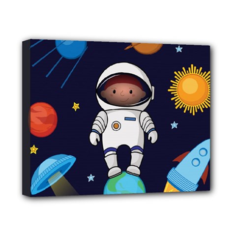 Boy Spaceman Space Rocket Ufo Planets Stars Canvas 10  x 8  (Stretched) from ArtsNow.com
