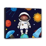 Boy Spaceman Space Rocket Ufo Planets Stars Canvas 10  x 8  (Stretched)