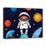 Boy Spaceman Space Rocket Ufo Planets Stars Canvas 16  x 12  (Stretched)