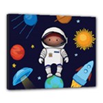 Boy Spaceman Space Rocket Ufo Planets Stars Canvas 20  x 16  (Stretched)