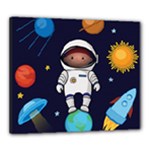 Boy Spaceman Space Rocket Ufo Planets Stars Canvas 24  x 20  (Stretched)