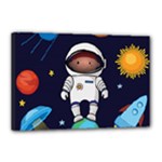 Boy Spaceman Space Rocket Ufo Planets Stars Canvas 18  x 12  (Stretched)