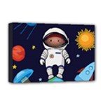 Boy Spaceman Space Rocket Ufo Planets Stars Deluxe Canvas 18  x 12  (Stretched)