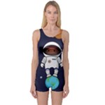 Boy Spaceman Space Rocket Ufo Planets Stars One Piece Boyleg Swimsuit
