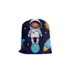 Boy Spaceman Space Rocket Ufo Planets Stars Drawstring Pouch (Small)