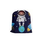 Boy Spaceman Space Rocket Ufo Planets Stars Drawstring Pouch (Medium)