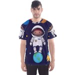 Boy Spaceman Space Rocket Ufo Planets Stars Men s Sport Mesh T-Shirt