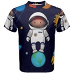Boy Spaceman Space Rocket Ufo Planets Stars Men s Cotton T-Shirt