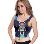 Boy Spaceman Space Rocket Ufo Planets Stars Crop Top