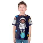 Boy Spaceman Space Rocket Ufo Planets Stars Kids  Cotton T-Shirt