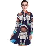 Boy Spaceman Space Rocket Ufo Planets Stars Long Sleeve Chiffon Shirt Dress