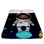 Boy Spaceman Space Rocket Ufo Planets Stars Fitted Sheet (Queen Size)