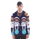 Boy Spaceman Space Rocket Ufo Planets Stars Men s Hooded Windbreaker