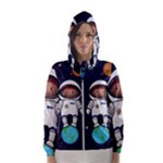 Boy Spaceman Space Rocket Ufo Planets Stars Women s Hooded Windbreaker