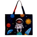 Boy Spaceman Space Rocket Ufo Planets Stars Zipper Mini Tote Bag