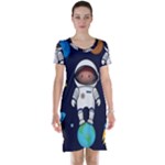 Boy Spaceman Space Rocket Ufo Planets Stars Short Sleeve Nightdress