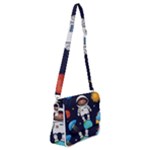 Boy Spaceman Space Rocket Ufo Planets Stars Shoulder Bag with Back Zipper