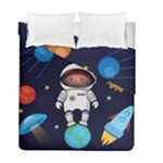 Boy Spaceman Space Rocket Ufo Planets Stars Duvet Cover Double Side (Full/ Double Size)
