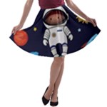 Boy Spaceman Space Rocket Ufo Planets Stars A-line Skater Skirt