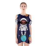 Boy Spaceman Space Rocket Ufo Planets Stars Shoulder Cutout One Piece Dress
