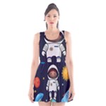 Boy Spaceman Space Rocket Ufo Planets Stars Scoop Neck Skater Dress