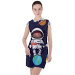 Boy Spaceman Space Rocket Ufo Planets Stars Drawstring Hooded Dress