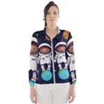 Boy Spaceman Space Rocket Ufo Planets Stars Women s Windbreaker