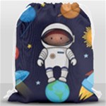 Boy Spaceman Space Rocket Ufo Planets Stars Drawstring Bag (Large)