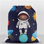 Boy Spaceman Space Rocket Ufo Planets Stars Drawstring Bag (Small)