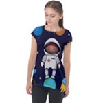 Boy Spaceman Space Rocket Ufo Planets Stars Cap Sleeve High Low Top