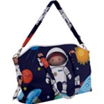 Boy Spaceman Space Rocket Ufo Planets Stars Canvas Crossbody Bag