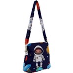 Boy Spaceman Space Rocket Ufo Planets Stars Zipper Messenger Bag