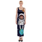Boy Spaceman Space Rocket Ufo Planets Stars Fitted Maxi Dress