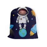 Boy Spaceman Space Rocket Ufo Planets Stars Drawstring Pouch (XL)