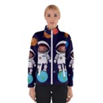 Boy Spaceman Space Rocket Ufo Planets Stars Women s Bomber Jacket